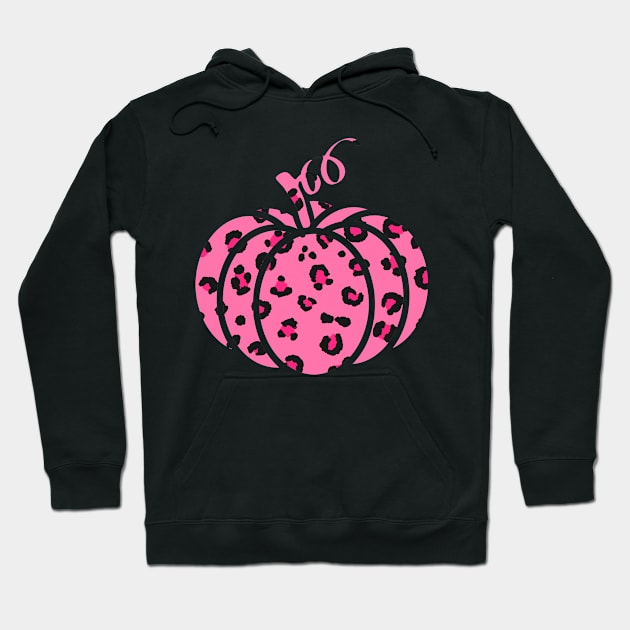 Pink Leopard Pumpkin Cheetah Pumpkin - Halloween Thanksgiving Hoodie by HappyGiftArt